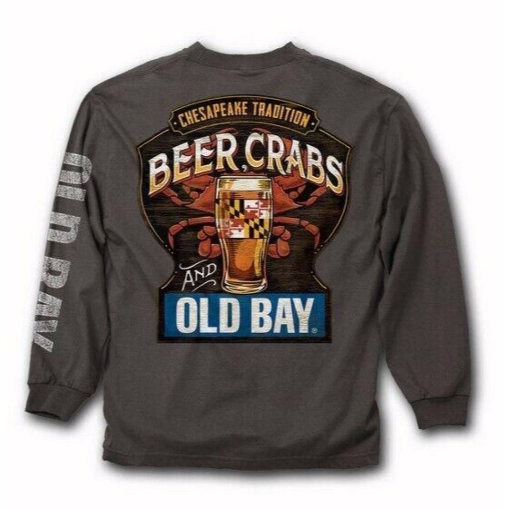 Beer Crabs and Old Bay Long Sleeve T-Shirt Sweatshirt - NEW Fast Ship